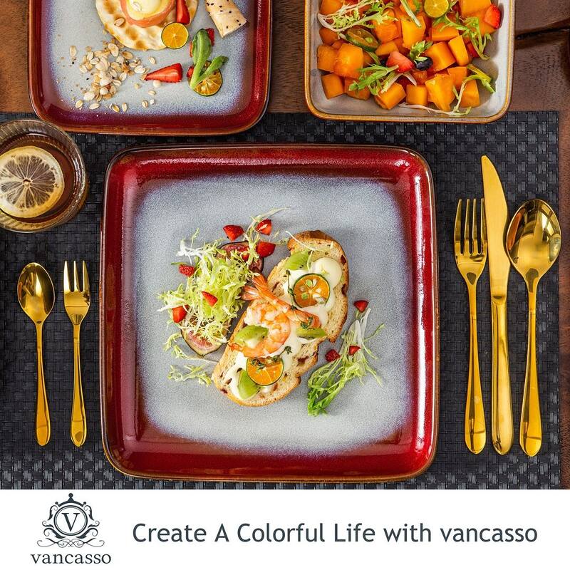 vancasso Stern Reactive Glaze Stoneware Dinnerware Set, Service for 4