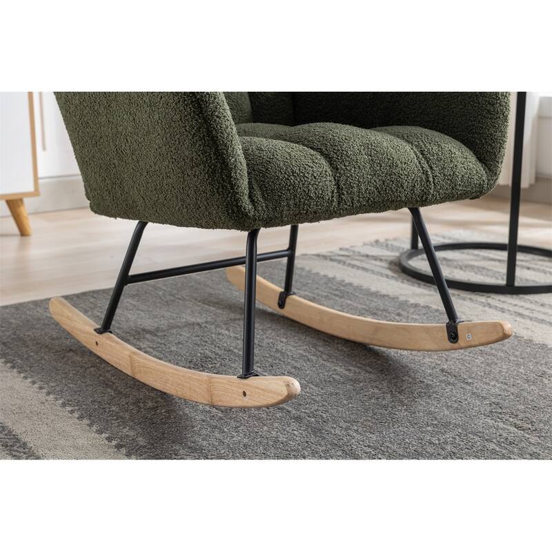 Rocking Chair Upholstered Glider Rocker Rocking Accent Chair Padded Seat with High Backrest Armchair