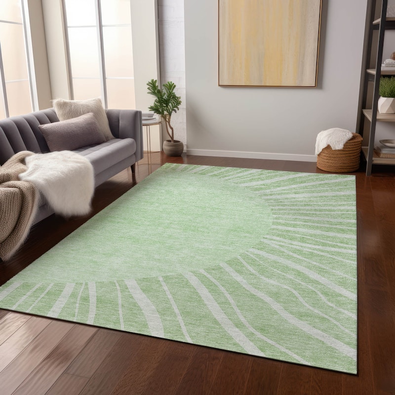 Machine Washable Indoor/ Outdoor Chantille Modern Sunburst Rug