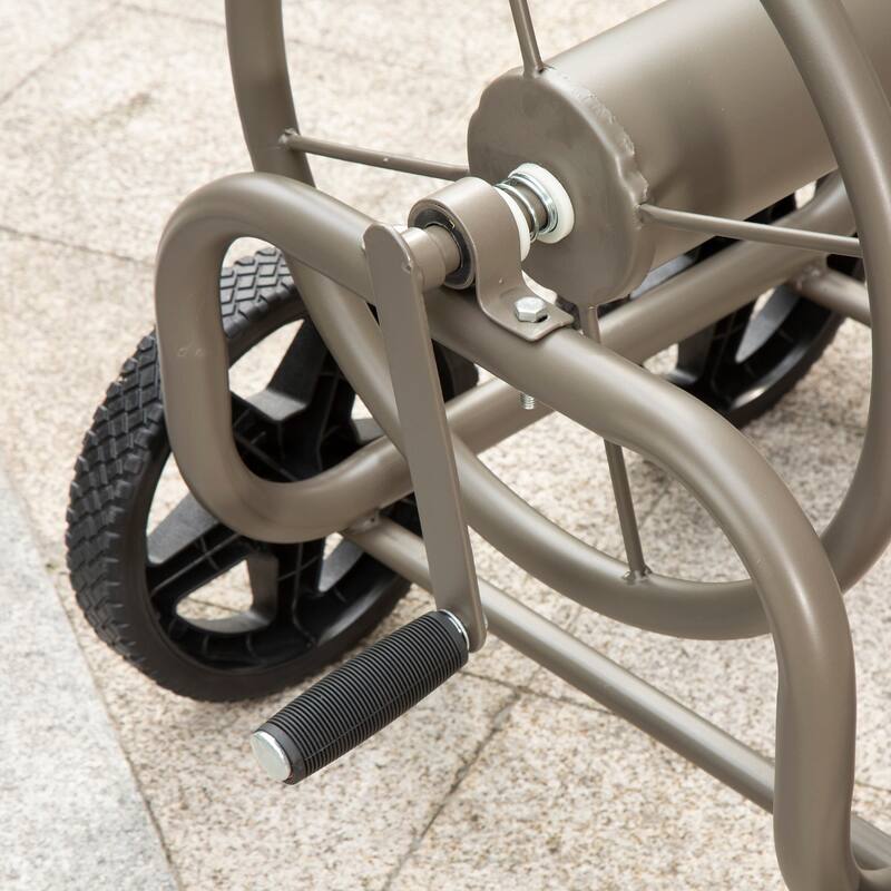 Glitzhome 36"H Steel Garden 4-Wheel Reel Cart with Hose