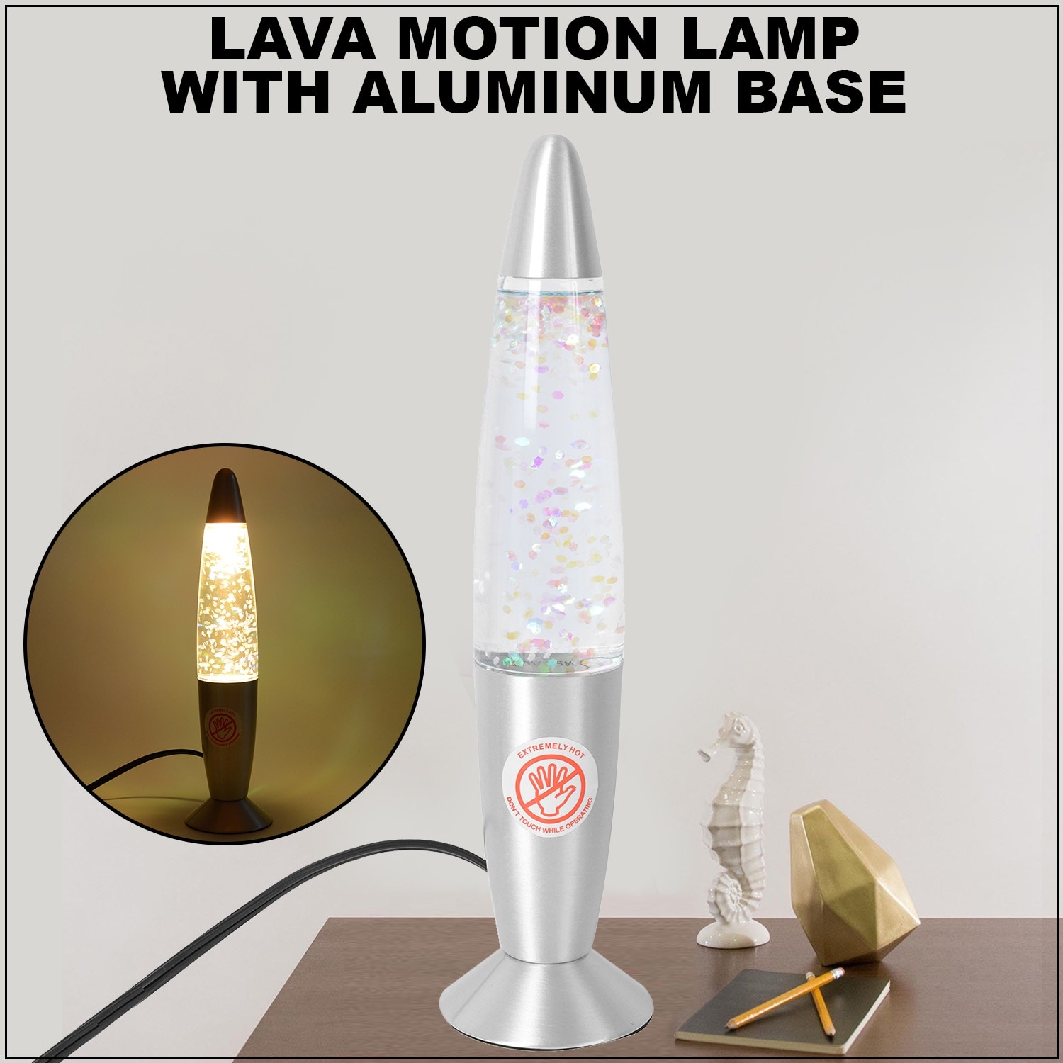 Shop LC Home Decor Silver Groovy Lava Motion Table Desk Lamp with Aluminium Base
