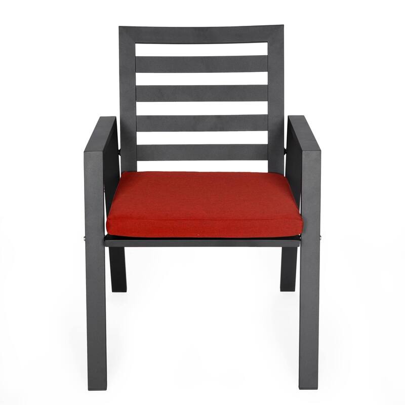 LeisureMod Chelsea Set of 2 Patio Dining Armchair in Aluminum with Cushions for Porch Backyard Pool Garden - 34.84