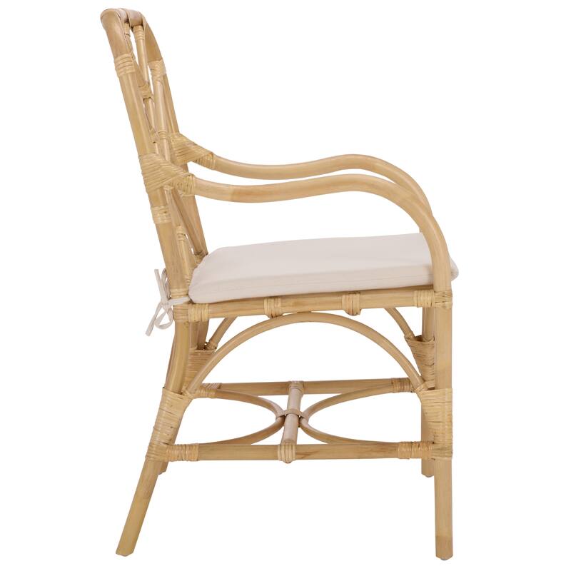 SAFAVIEH Home Olala Rattan Arm Dining Chair - 23"W x 20"D x 37"H