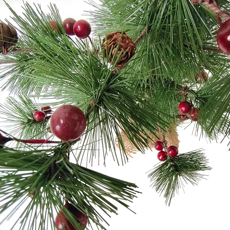 23.5" Winter Berry Pine Tree with Pine Cones in Jute Base Christmas Decoration