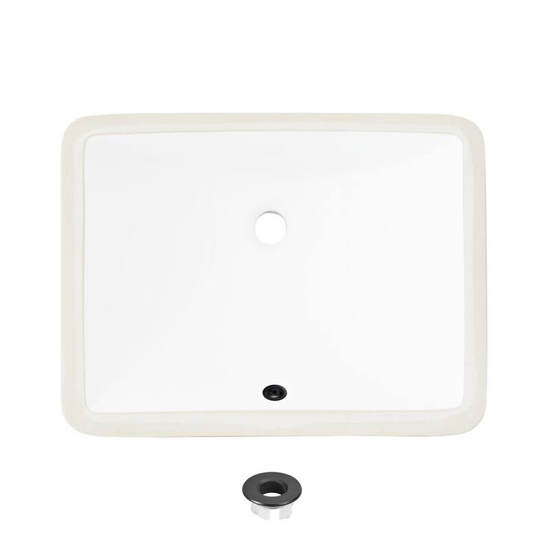 STYLISH Porcelain Rectangular 20 3/4-inches Undermount Ceramic Bathroom Sink with Overflow - Black Overflow Ring