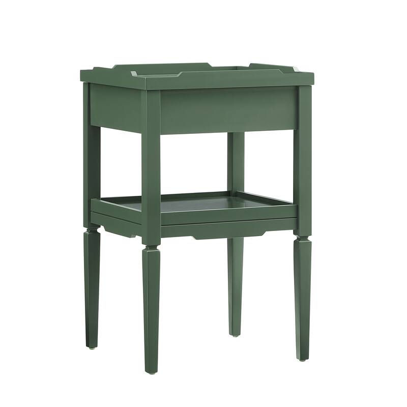 Mid Century Nightstand with Drawer and Lower Shelf Tapered Legs