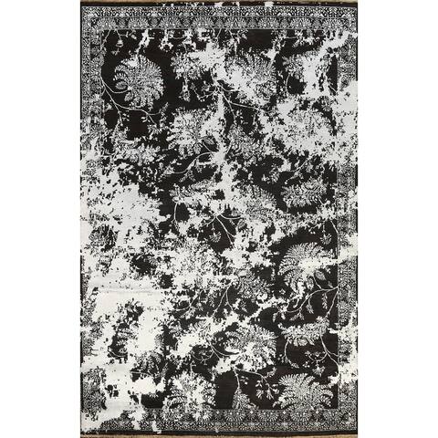 Wool/ Silk Vegetable Dye Distressed Oriental Versace Area Rug Handmade - 6'1" x 9'2"