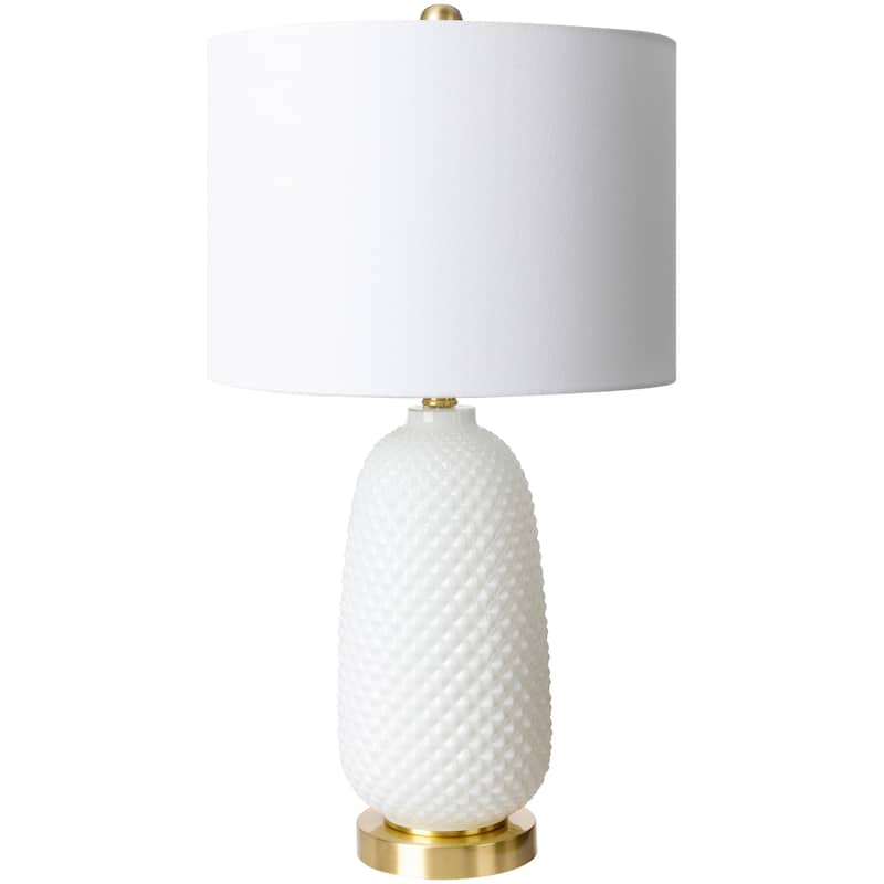 Edger Painted Glass Textured Table Lamp - 26"H x 14"W x 14"D - White