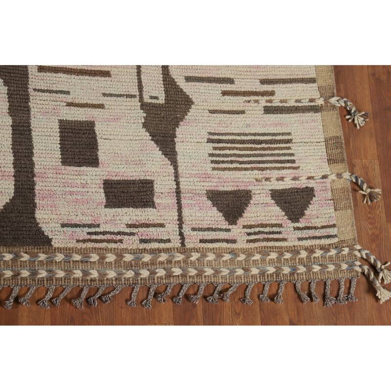 Abstract Moroccan Modern Area Rug Handmade Wool Carpet - 8'0" x 11'11"