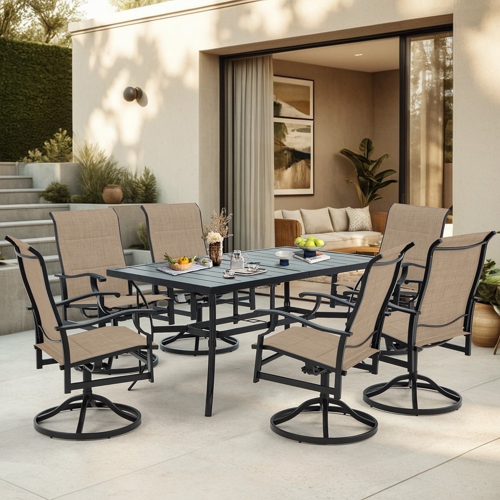 Erommy Outdoor Patio Dining Set with Swivel Rocker Chairs
