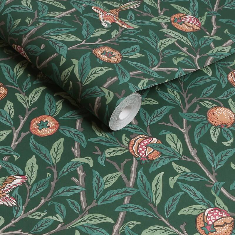 William Morris Bird & Pomegranate Deep Green Wallpaper