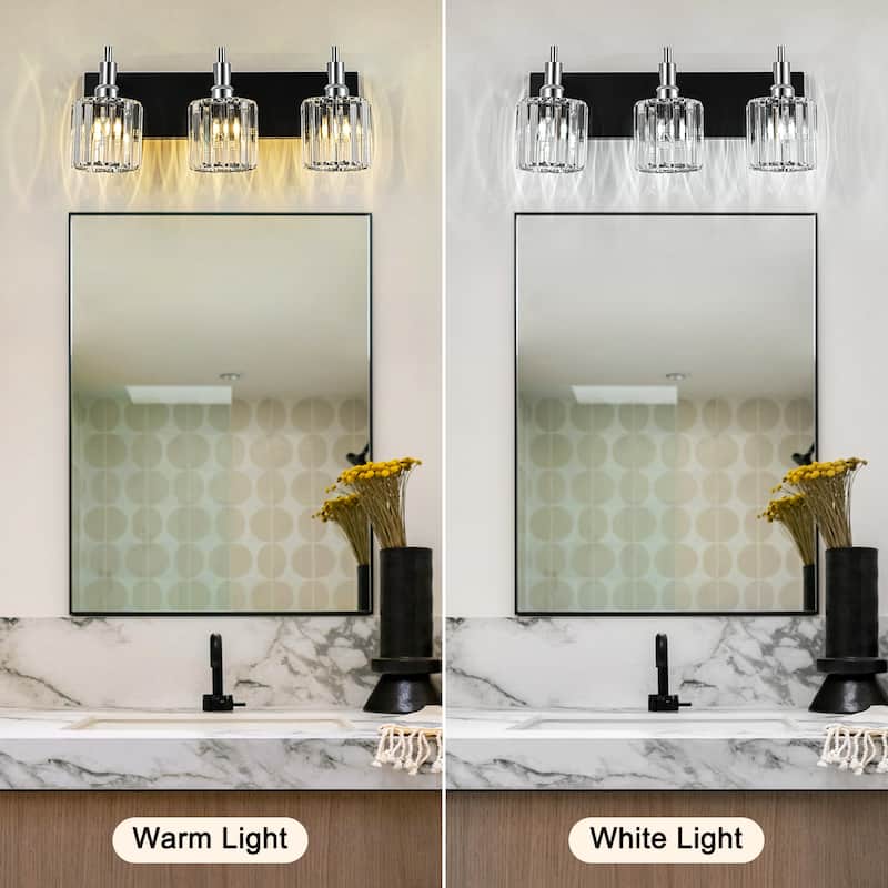 3/4/5-Light Modern Glam Dimmable Cylinder Crystal Wall Light Bathroom Vanity Light