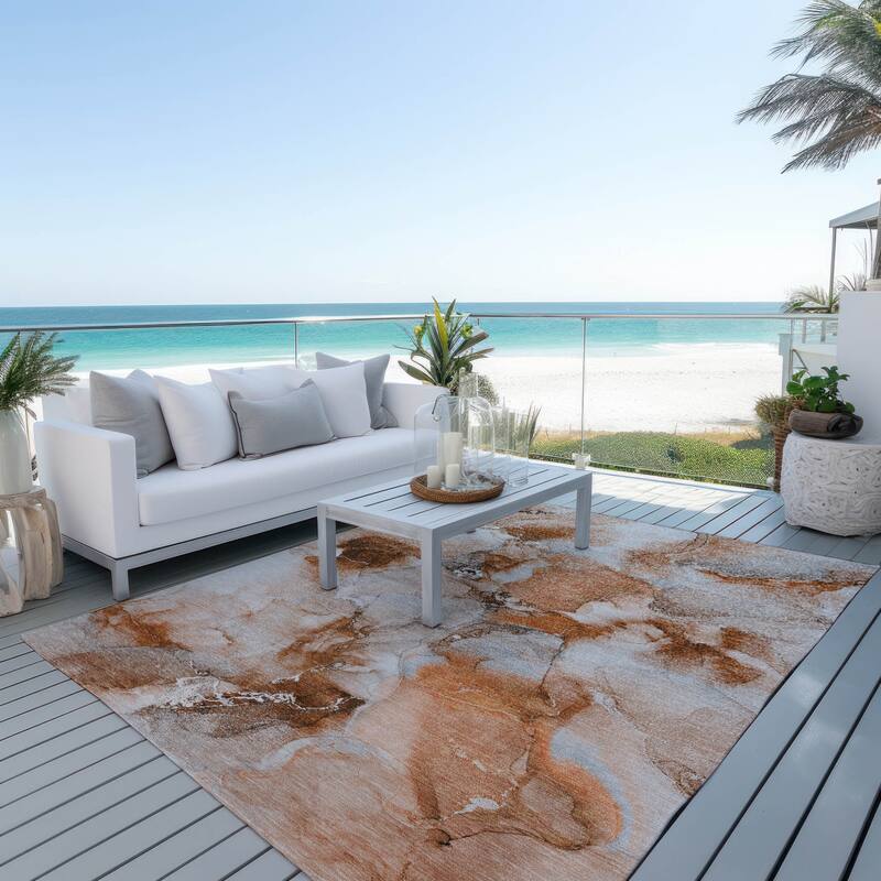 Jaro Contemporary Abstract Weather Resistant Timeless Fusion Outdoor Rug