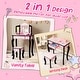 preview thumbnail 3 of 7, Pink MDF Vanity Set with Removable Tri-Folding Mirror and Leopard Print Perfect Gift for Kids - 24" x 11" x 38.5" (L × W × H)