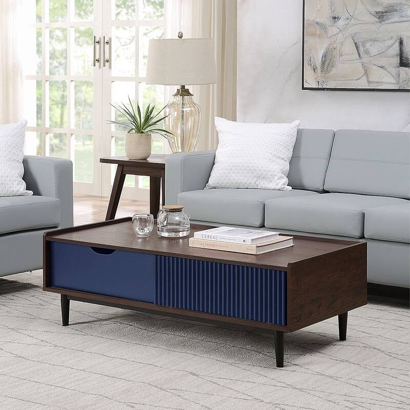 Manhattan Comfort Duane Modern Ribbed Coffee Table Set