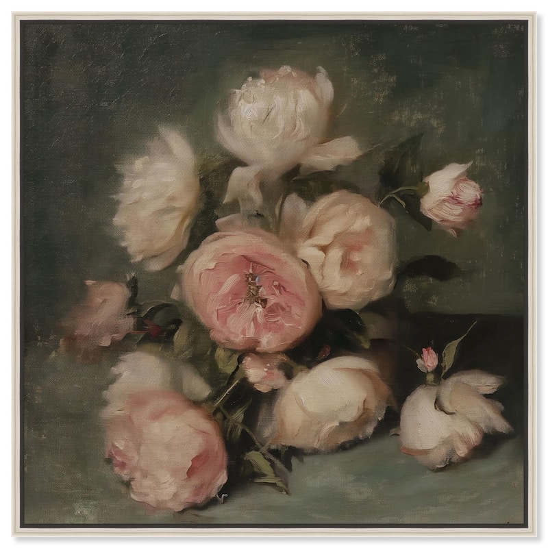 Roses in Shadow I Canvas by Art Remedy - 20" x 20" - Silver