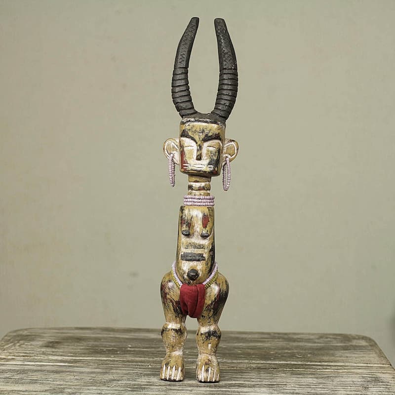 Novica Handmade Fante Fertility Doll Iv African Wood Sculpture