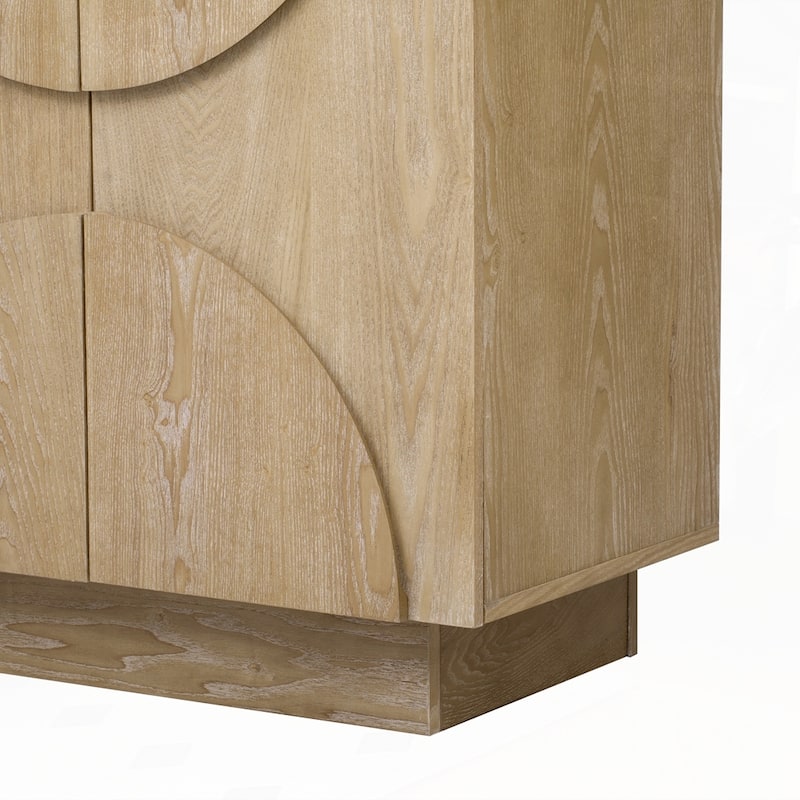 Wood Sideboard Cabinet with Semi-Circular Handles and Adjustable Shelves