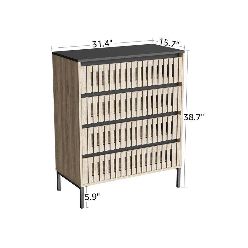 Stylish Fusion Design Wood Storage Cabinet with 4 Drawers