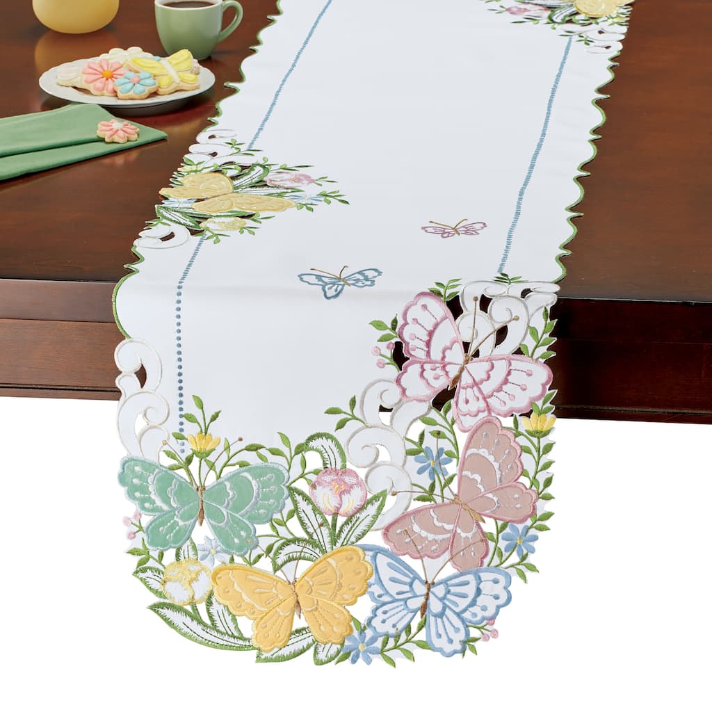 Exquisite Fake Suede Embroidered Butterfly Table Linens