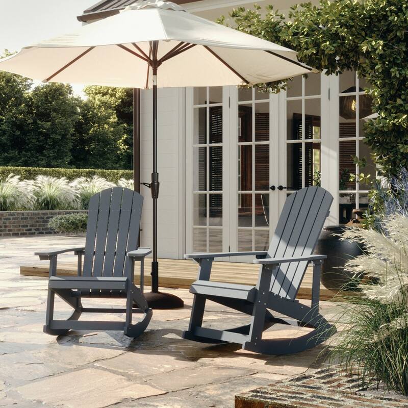 All Weather Polyresin Wood Rocking Adirondack Chair