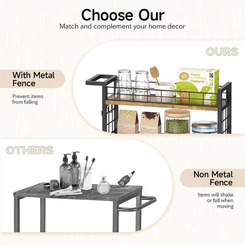 4 Tier Mobile Narrow Shelving Unit Organizer Utility Cart with Handle - 16.7"D x 6.5"W x 34.1"H