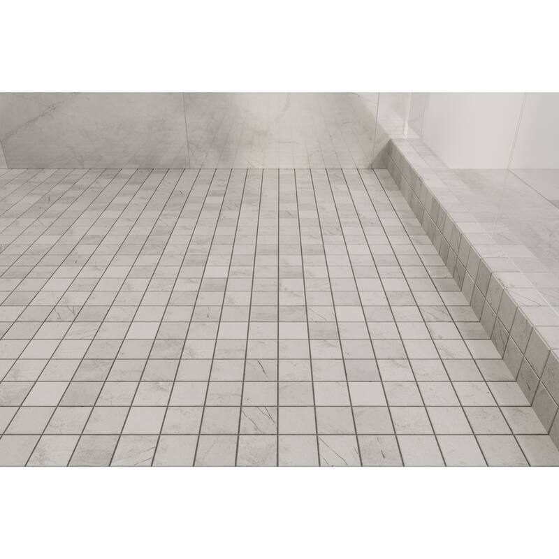 Pierre 12 in. x 12 in. Glazed Light Grey Matte Porcelain Mosaic Wall and Floor Tile