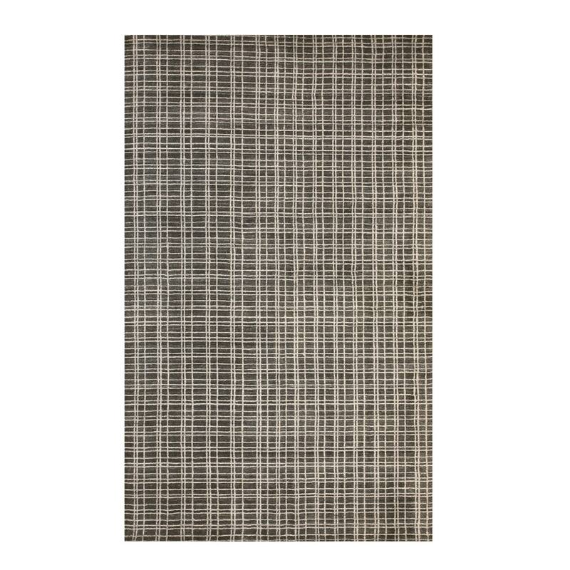 Gray 5' x 8' Handmade Bamboo Silk Rug, Contemporary Simple Geometric Pattern, Soft & Stylish - L