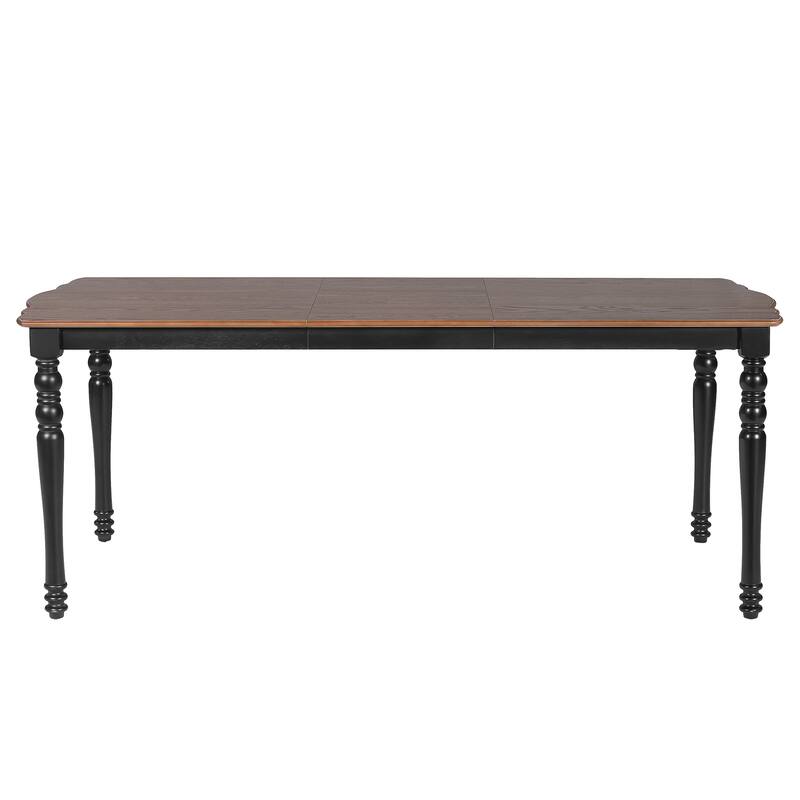 7-Piece Extendable Wood Dining Table Set with Removable Leaf and 6 Durable Chairs for Kitchen Use