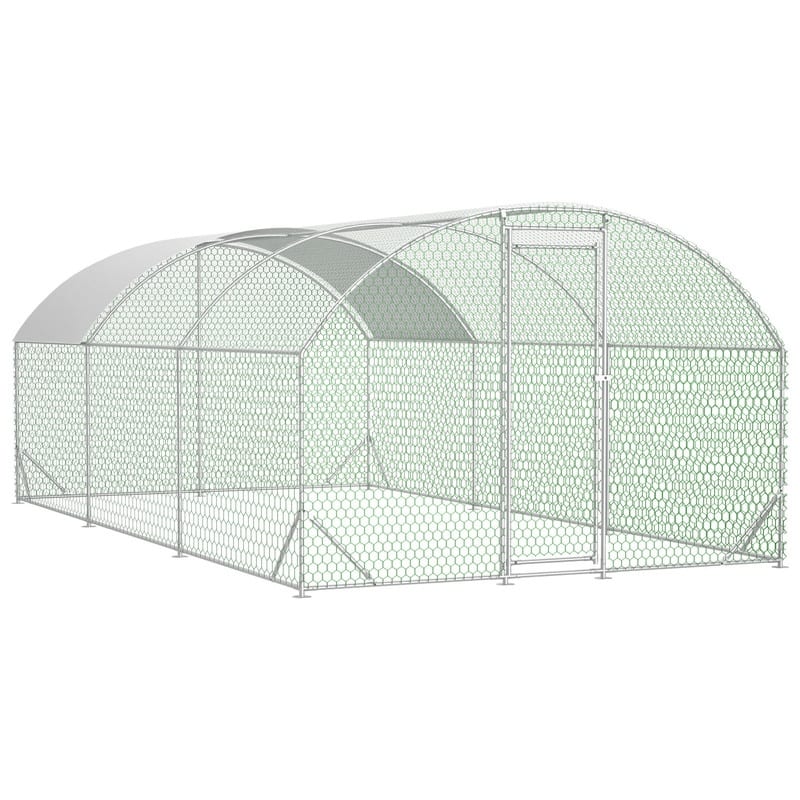 Large Walk-In Metal Chicken Coop – Dome-Shaped Poultry Run with Waterproof & UV-Resistant Cover, Heavy-Duty 1" Tube Frame .