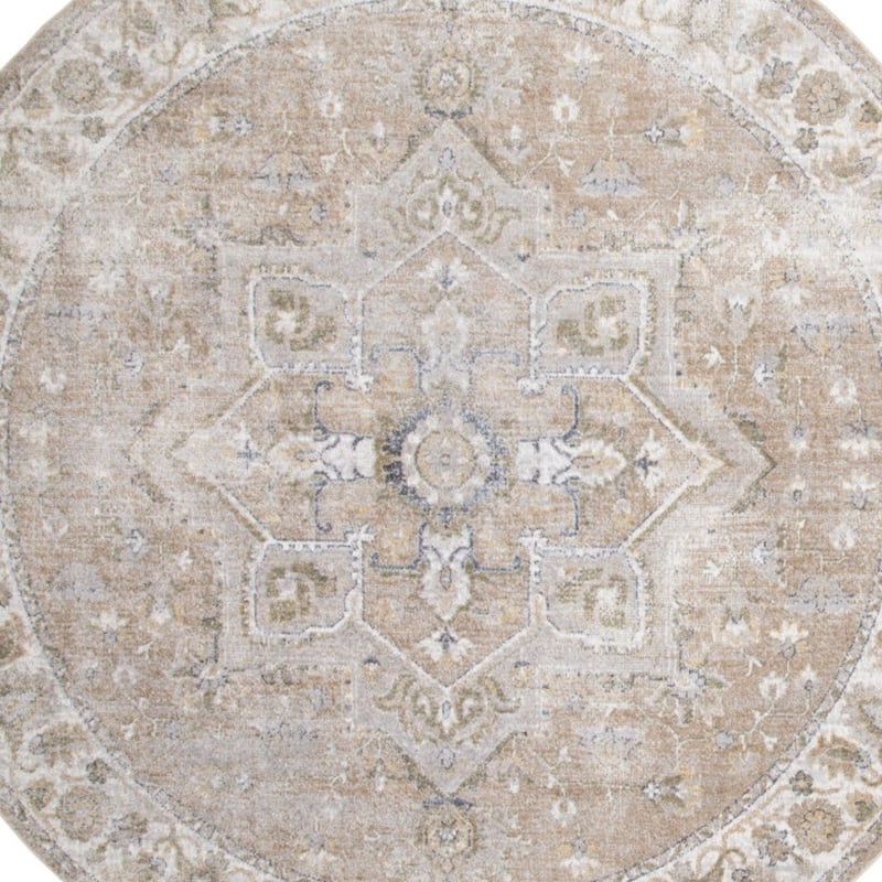 Laway Power Loomed Distressed Geometric Floral Low Pile Area Rug By HomeRoots - 63' X '63' X '0.25