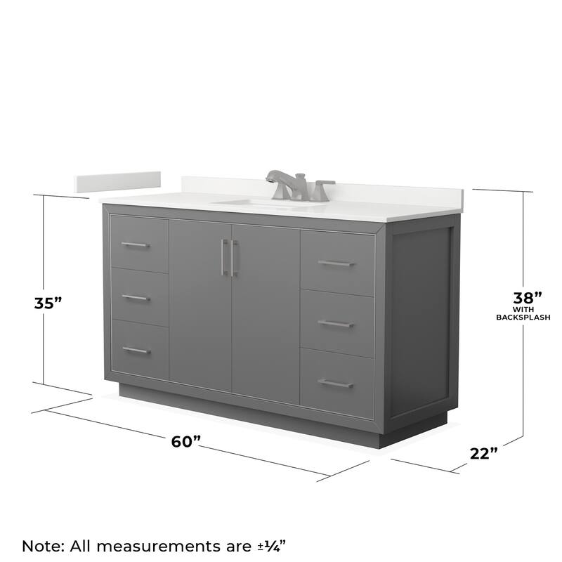 Wyndham Collection WCF111160S-QTZ-US3M58 Icon 60" Free Standing Single