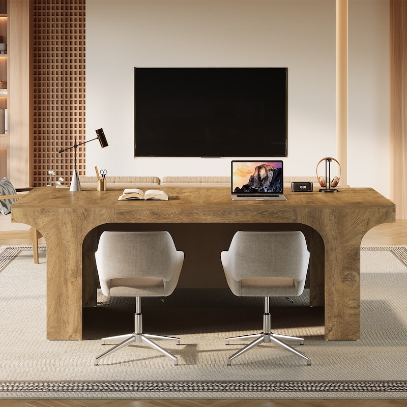 70.87" Executive Office Desk, Large Workspace Computer Desk, Simple Business Writing Table Simple Business for Home Office