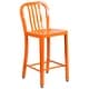 preview thumbnail 78 of 116, 2 Pack 24'' High Metal Indoor-Outdoor Counter Height Stool w/ Vertical Slat Back