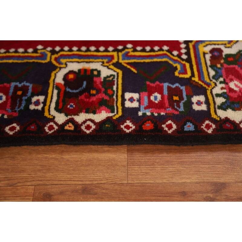 Hand Knotted Oriental 100% Wool Carpet Traditional Floral Pink Bakhtiari Area Rug - 4' 10'' X 3' 9''