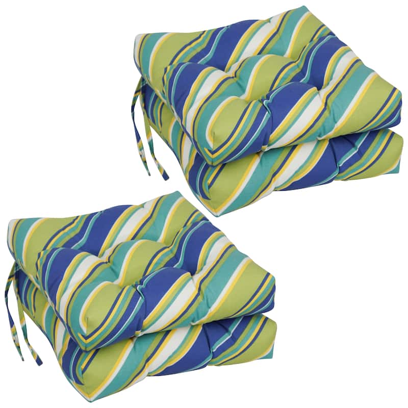 16-inch Square Outdoor Dining Chair Cushions (Set of 2, 4, or 6) - Set of 4 - Browning Sunblue