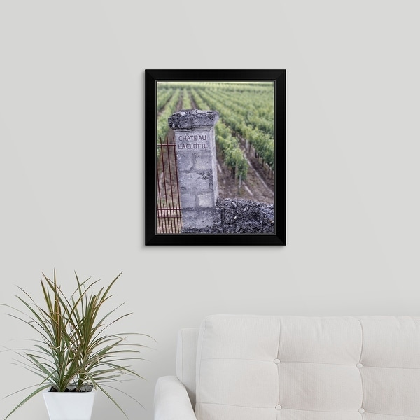 "Entrance of a vineyard, Chateau La Clotte, Bordeaux, France" Black Framed Print