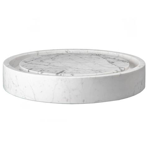 Eden Bath Round Infinity Pool Sink - White Carrara Marble