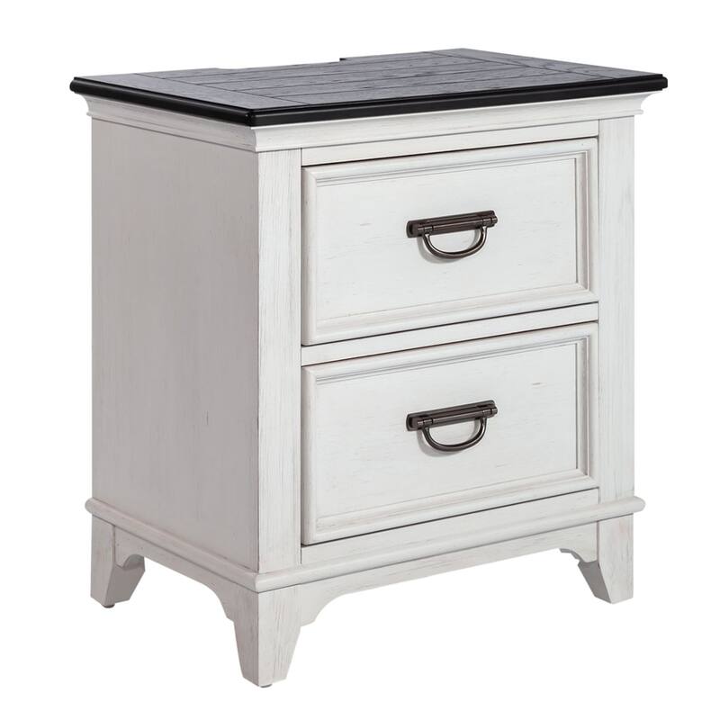 Allyson Park White 2 Drawer Night Stand with Charging Station