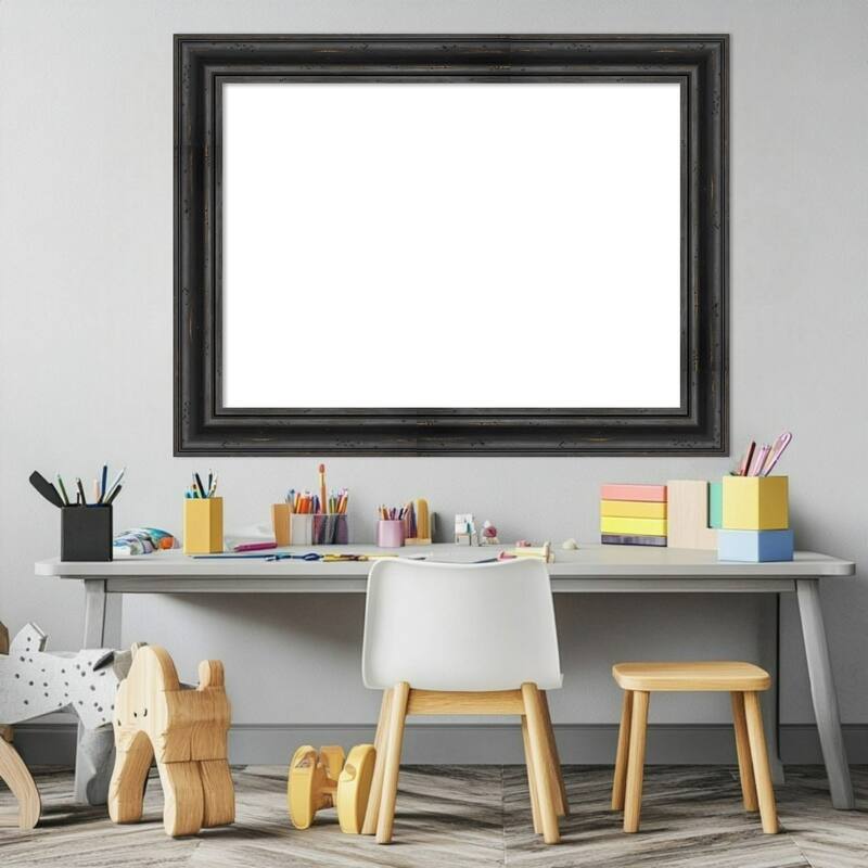 Amanti Art Rustic Pine Black Framed Dry Erase Magnetic Board