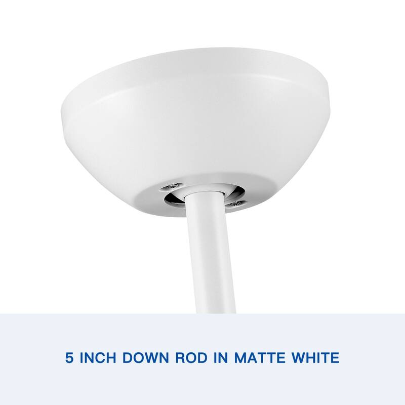YUHAO Modern 48 in. Integrated LED Ceiling Fan Lighting with 5 White Blades - 48 INCHES