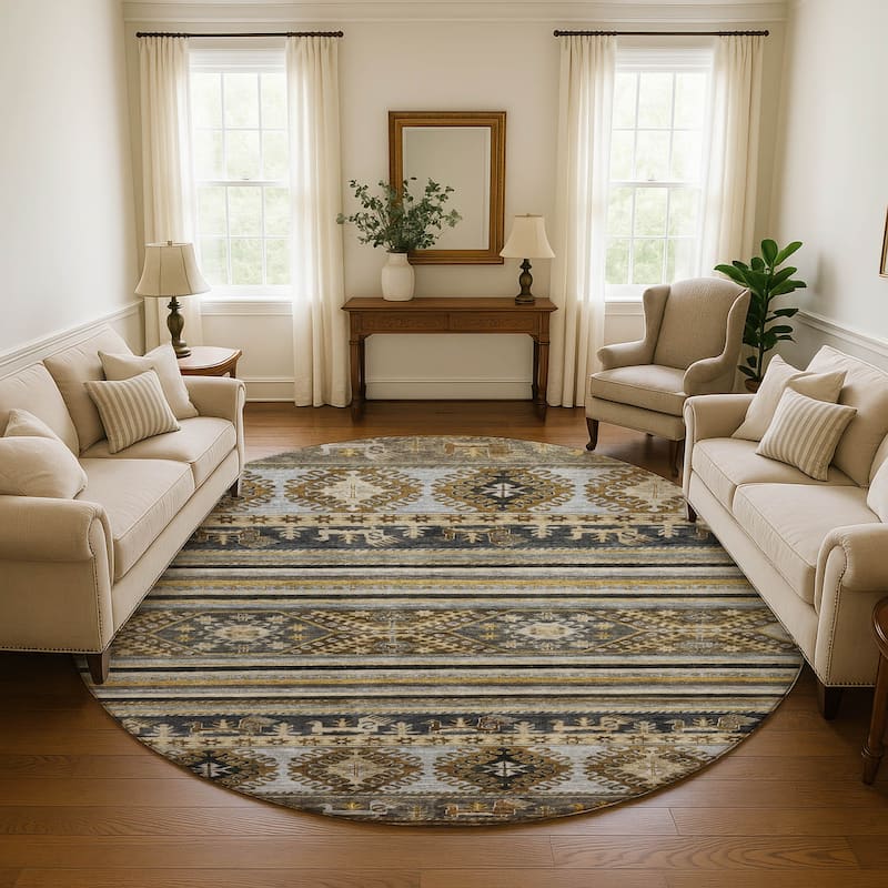Premium Washable Super Soft Boho Global Mayfield Rug - Chocolate - 8' x 8'