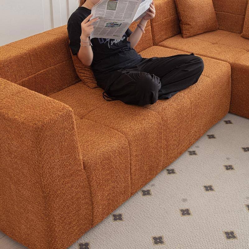 105.5" Modular L-Shaped Sectional Floor Couch, Deep Seat Tufted Comfy