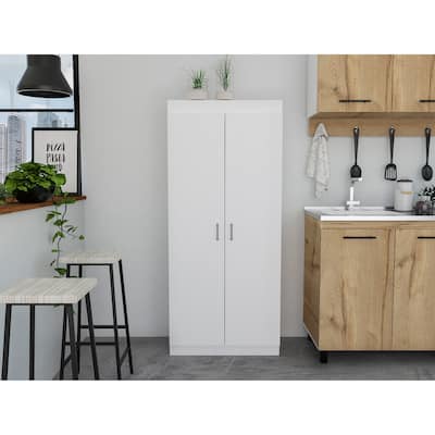 Varese 62-Inch High Double Door Pantry Cabinet With five interior shelves and spice rack - N/A