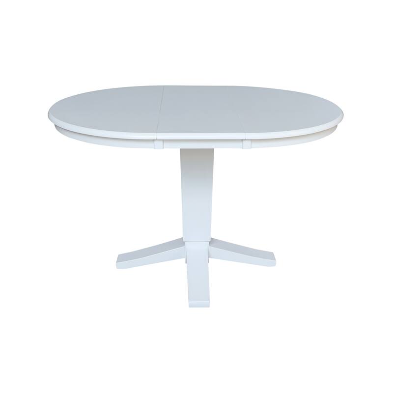 36 in Round Extension Dining Table with 12 in Leaf and Dining Chairs