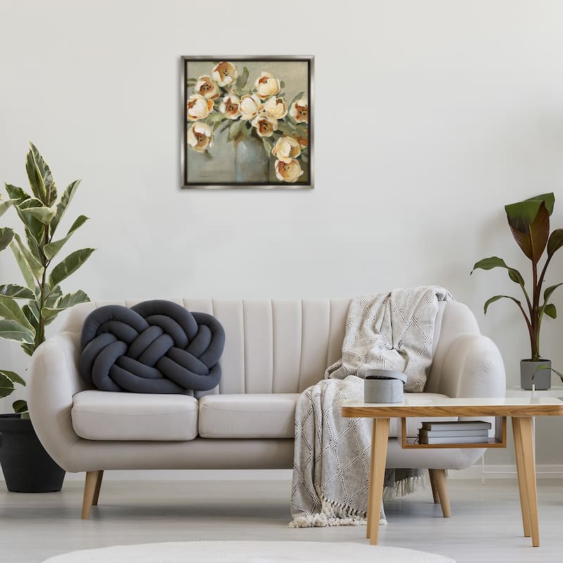Stupell Curved Flowers in Vase Framed Floater Canvas Wall Art Design By Carol Robinson