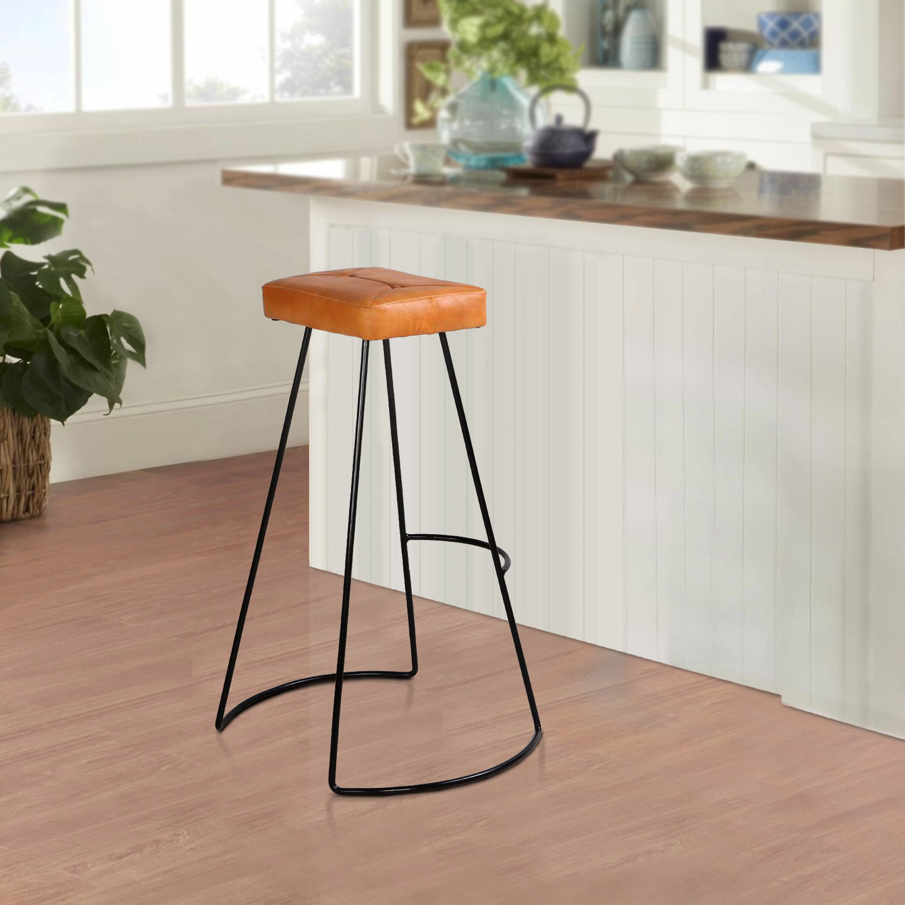 Leather Stool 32 In Seat Height Bar Stools Armen Living Blaise 22-32 Gray  High Back Metal Adjustable