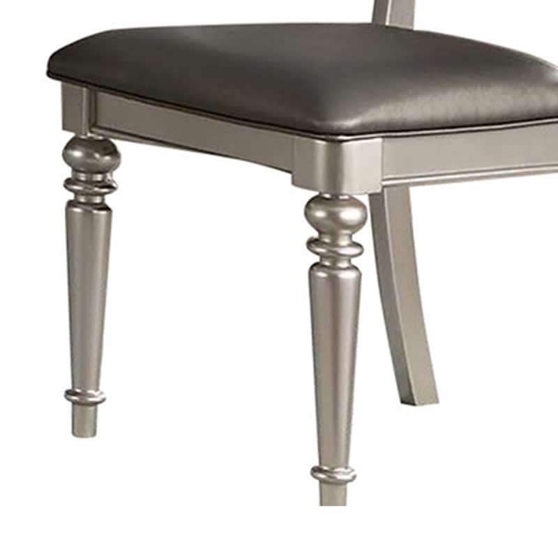Rubber Wood Dining Chair With Diamond Tufted Back, Set Of 2,Grey - 24" x 21" x 42"