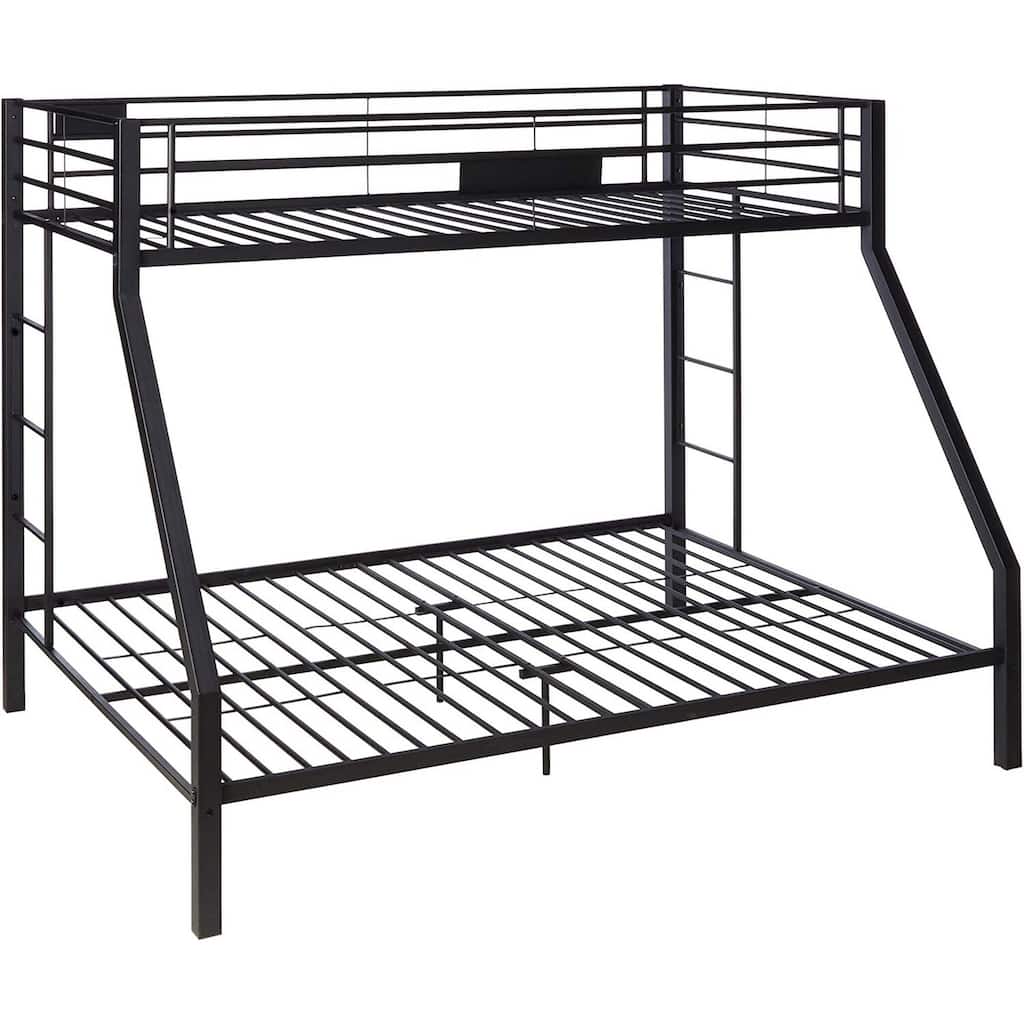 Gothic Glamour Metal Twin XL Bunk Bed - Black Bed Frame with Ladders & Guardrails