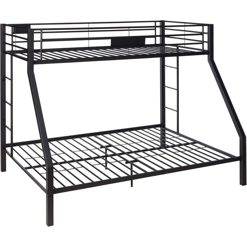 Gothic Glamour Metal Twin XL Bunk Bed - Black Bed Frame with Ladders & Guardrails